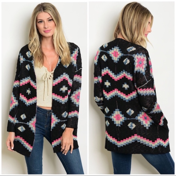 Boutique Sweaters - Tribal Aztec Print Boho Open Cardigan Sweater NWT